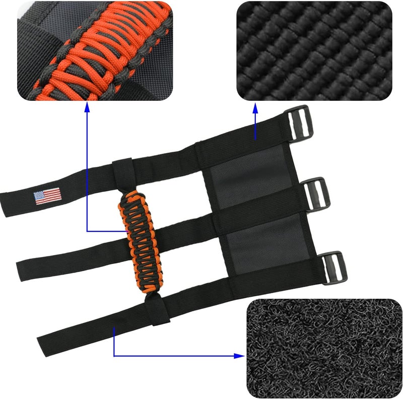 Kujunpao 4 X Roll Bar Grab Handles Grip Handle Compatible with Jeep Wrangler JLU JK JKU TJ YJ LJ JT JL & Gladiator JT 1955-2022 UTV & ATV(Orange) - Image 5